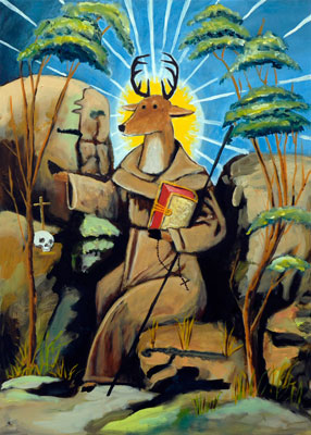 white tail deer retablo